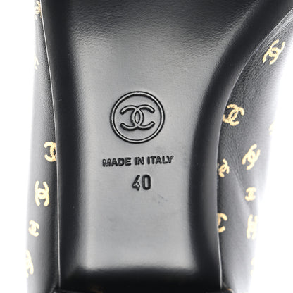 Chanel Lambskin Patent Calfskin Printed CC Cap Toe Ballerina Flats 40 Black Gold 6 of 8