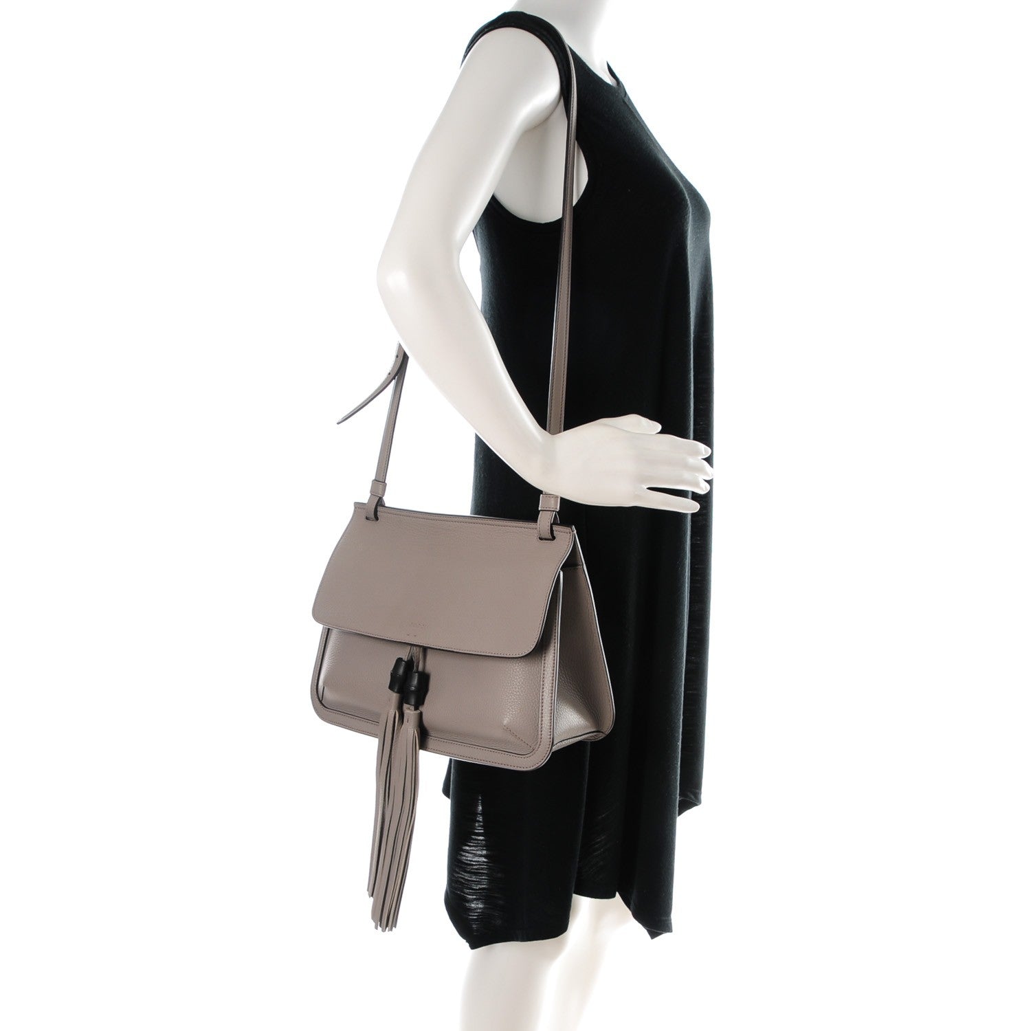 Gucci Cellarius Calfskin Medium Bamboo Daily Flap Shoulder Bag Storm Grey 2 of 6
