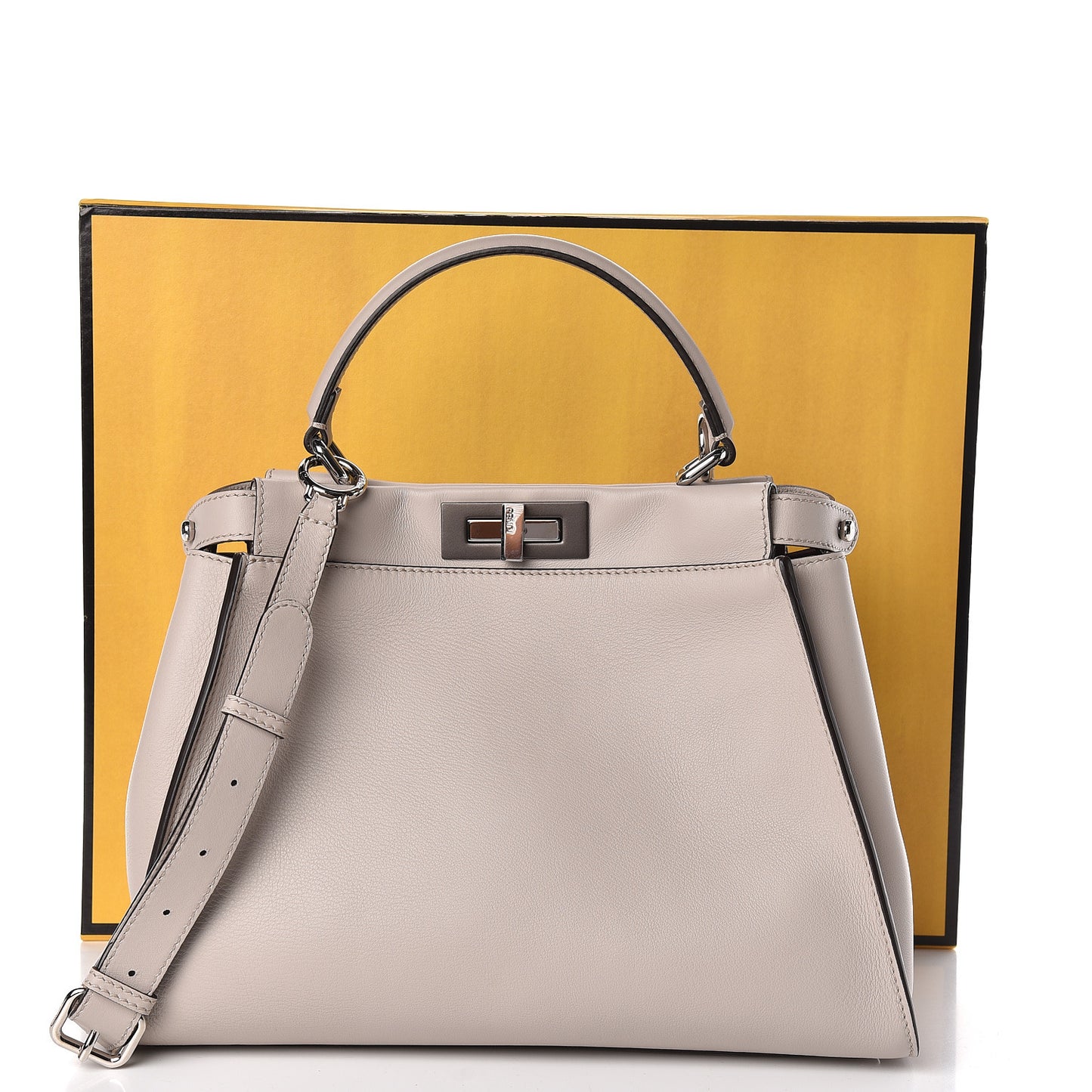 Vitello Seta Shiny Nappa Medium Peekaboo Iconic Satchel Grigio Polvere Bordeaux