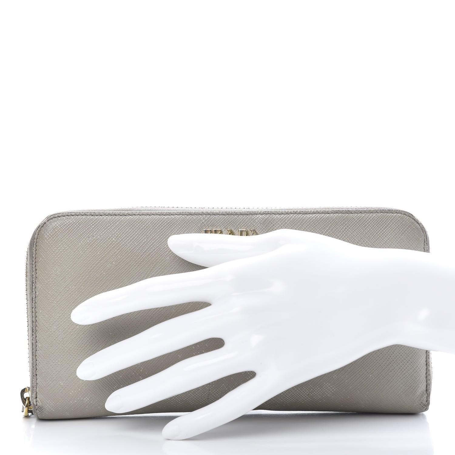 Prada Saffiano Metal Zip Around Wallet Argilla 2 of 20