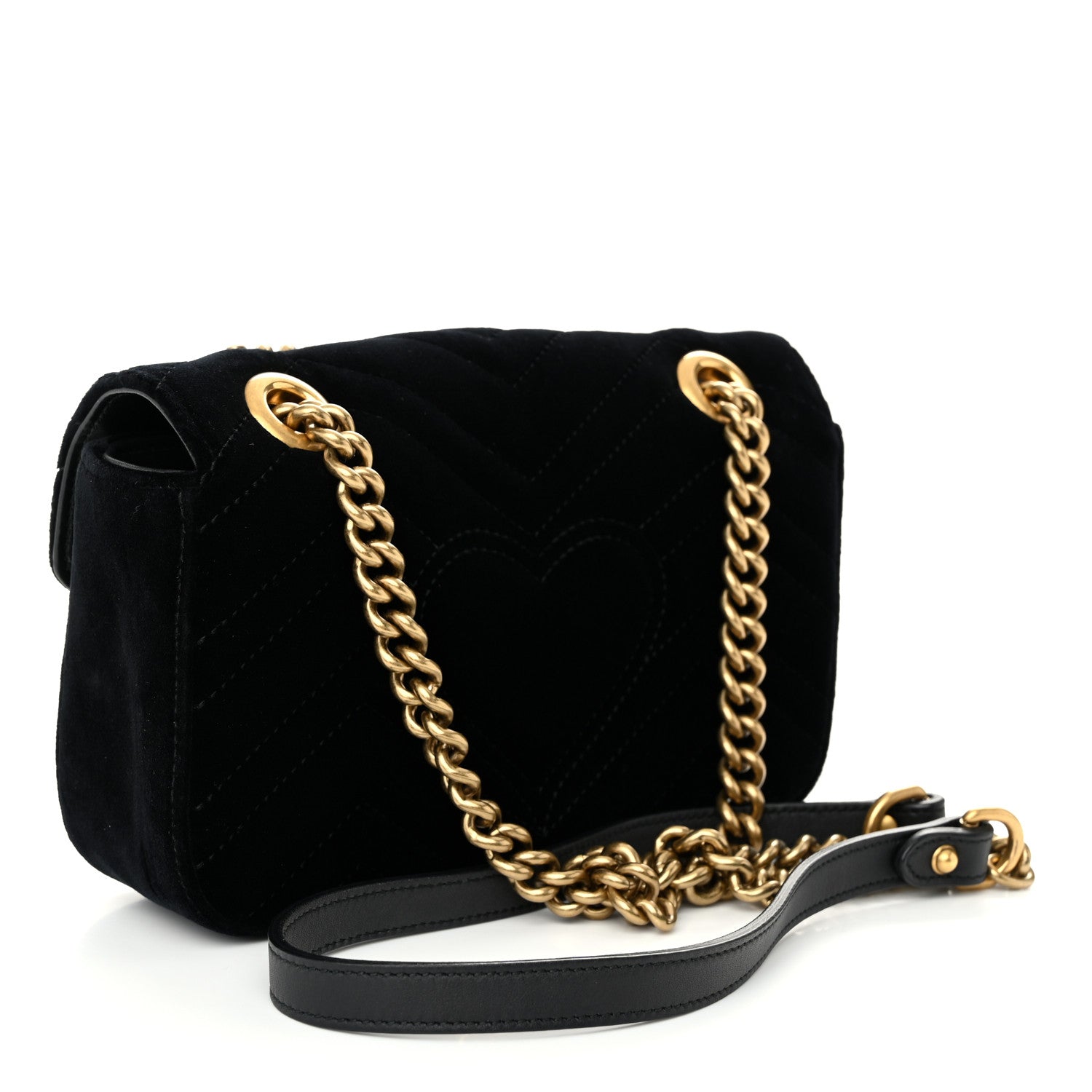Gucci Velvet Matelasse Mini GG Marmont Shoulder Bag Black 3 of 11