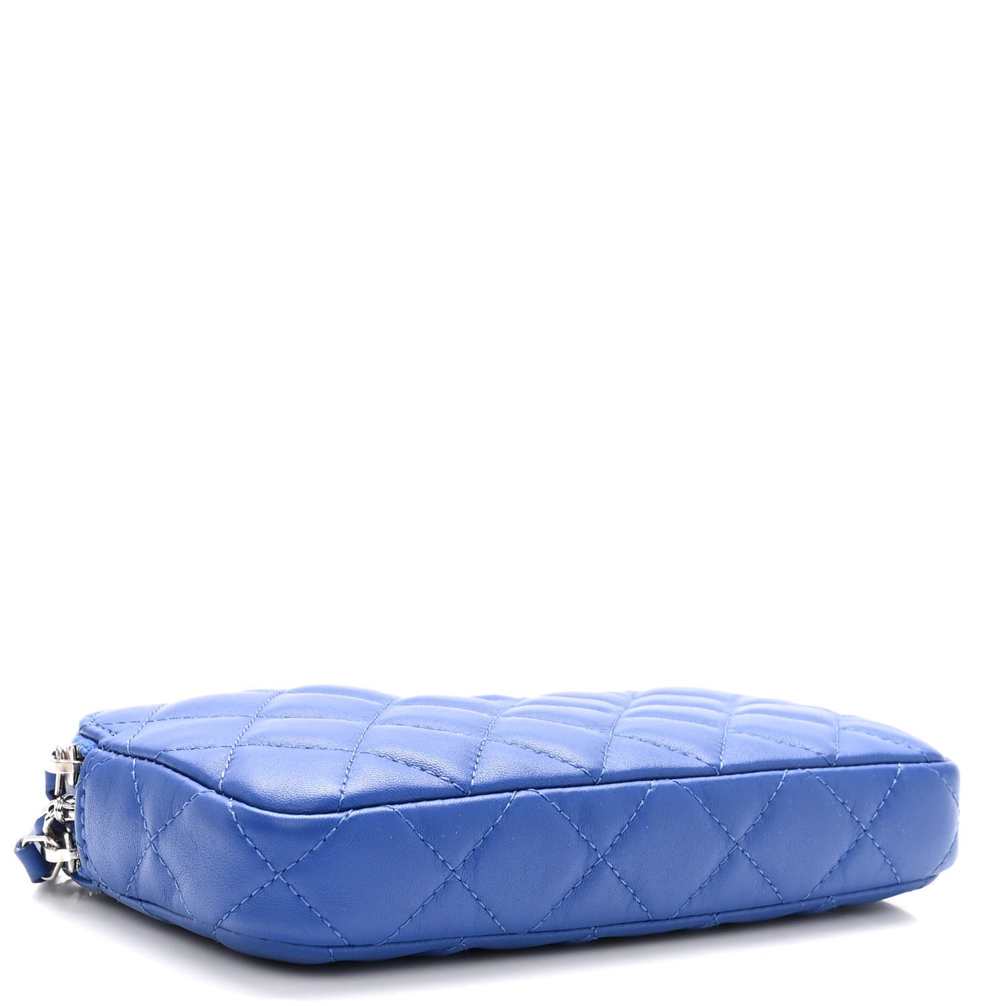 Lambskin Quilted Small Clutch With Chain Blue
