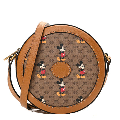 Gucci X DISNEY Mini Vintage GG Supreme Monogram Mickey Mouse Round Shoulder Bag Beige Vintage Sun Oil 1 of 10
