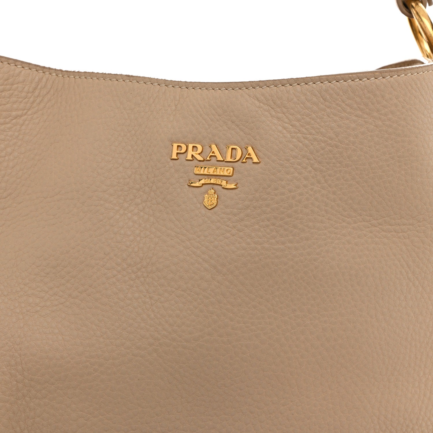 Prada Vitello Daino Side Pocket Hobo Sabbia 8 of 17