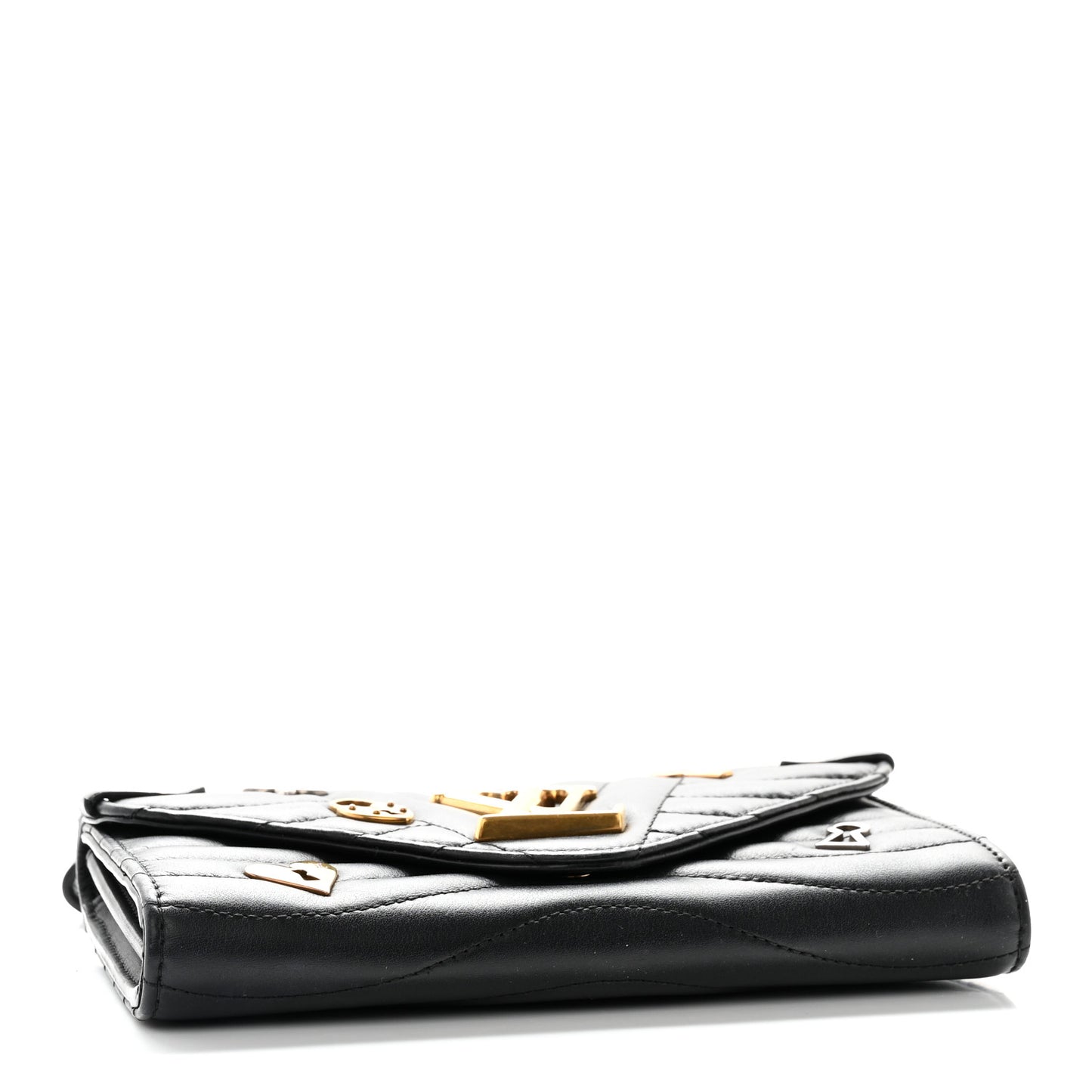 Calfskin Love Lock New Wave Long Wallet Black