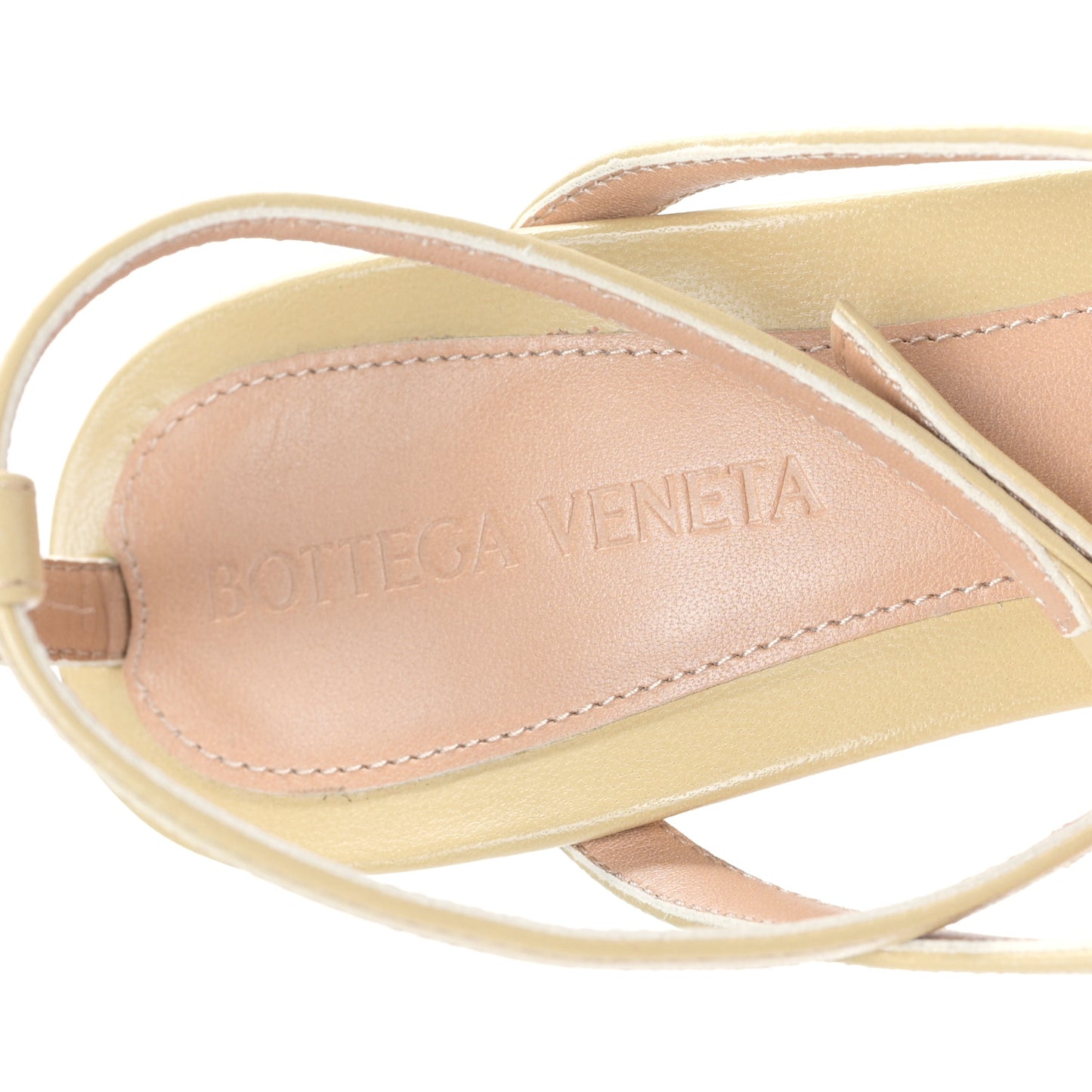 Lambskin Stretch Multi Strap 90mm Sandals 37 Cane Sugar
