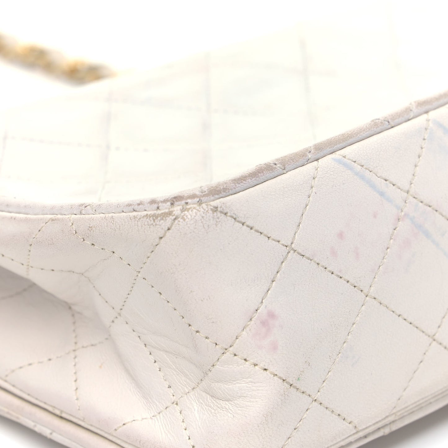 Lambskin Quilted Small Single Flap White