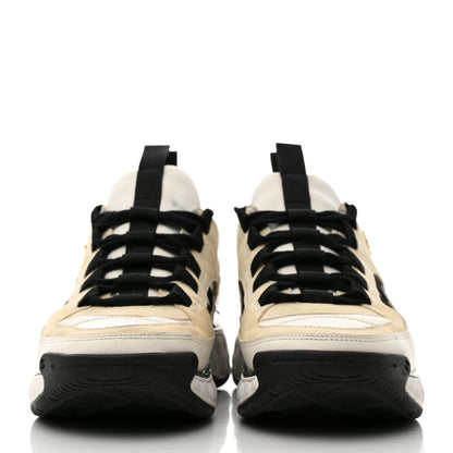 Chanel Fabric Calfskin Suede CC Sneakers 36.5 Ivory Black 2 of 9