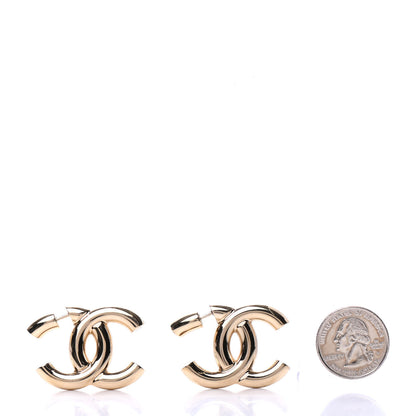 Chanel Metal Large CC Earrings Light Gold 2 of 5