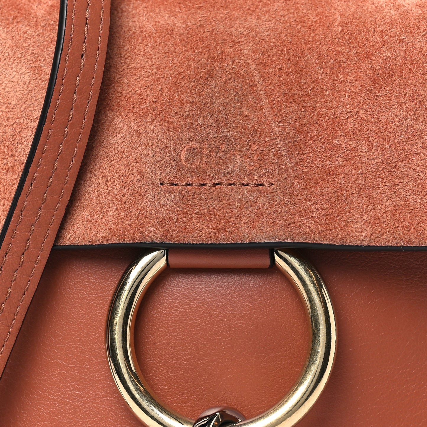 Suede Calfskin Mini Faye Bracelet Bag Tan