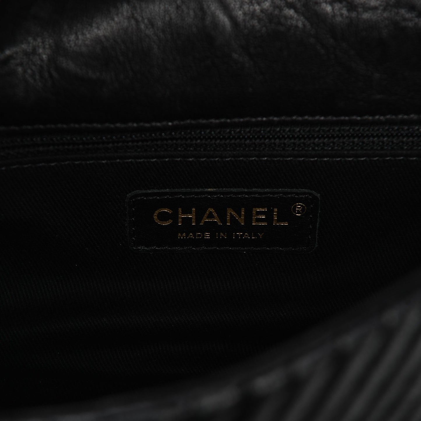 Calfskin Surpique Chevron Small Flap Black