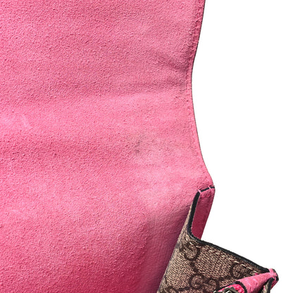 Gucci GG Supreme Monogram Suede Pierced Heart Embroidered Medium Dionysus Shoulder Bag Beige Ebony Pink Tropical Flower 17 of 18