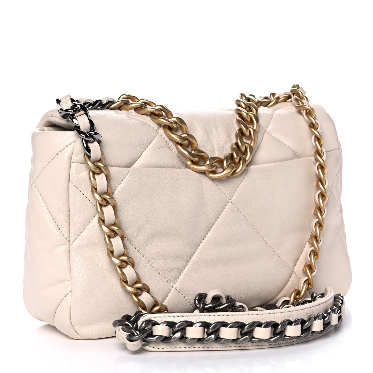 Lambskin Quilted Medium Chanel 19 Flap Light Beige