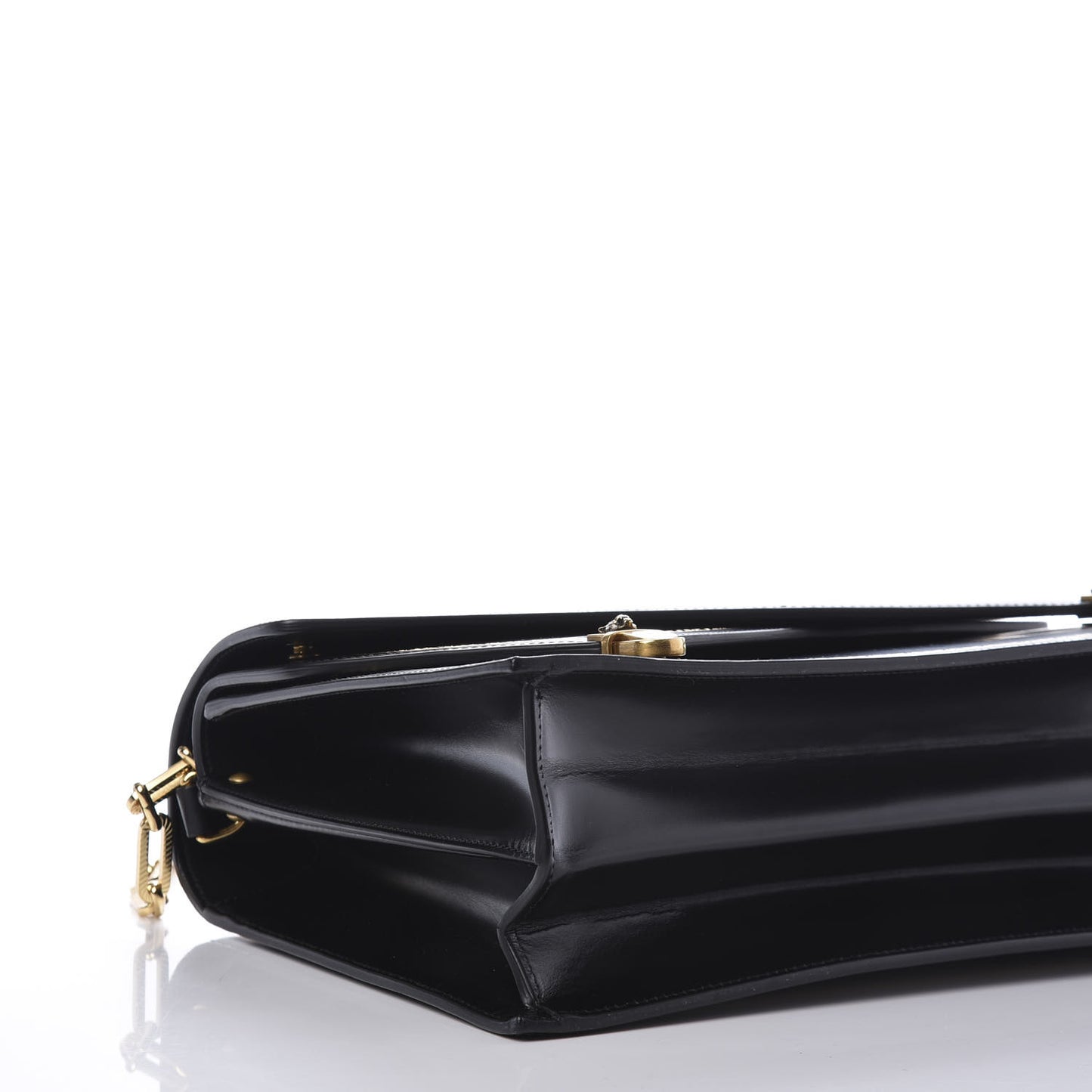 Smooth Calfskin Medium Ottilia Top Handle Bag Black