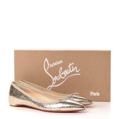 Christian Louboutin Metallic Snakeskin Embossed Solasofia Flats 39 Gold 8 of 8