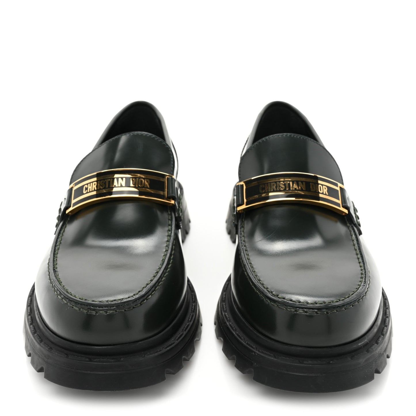 Brushed Calfskin Dior Code Lug Sole 15mm Loafers 38 Green