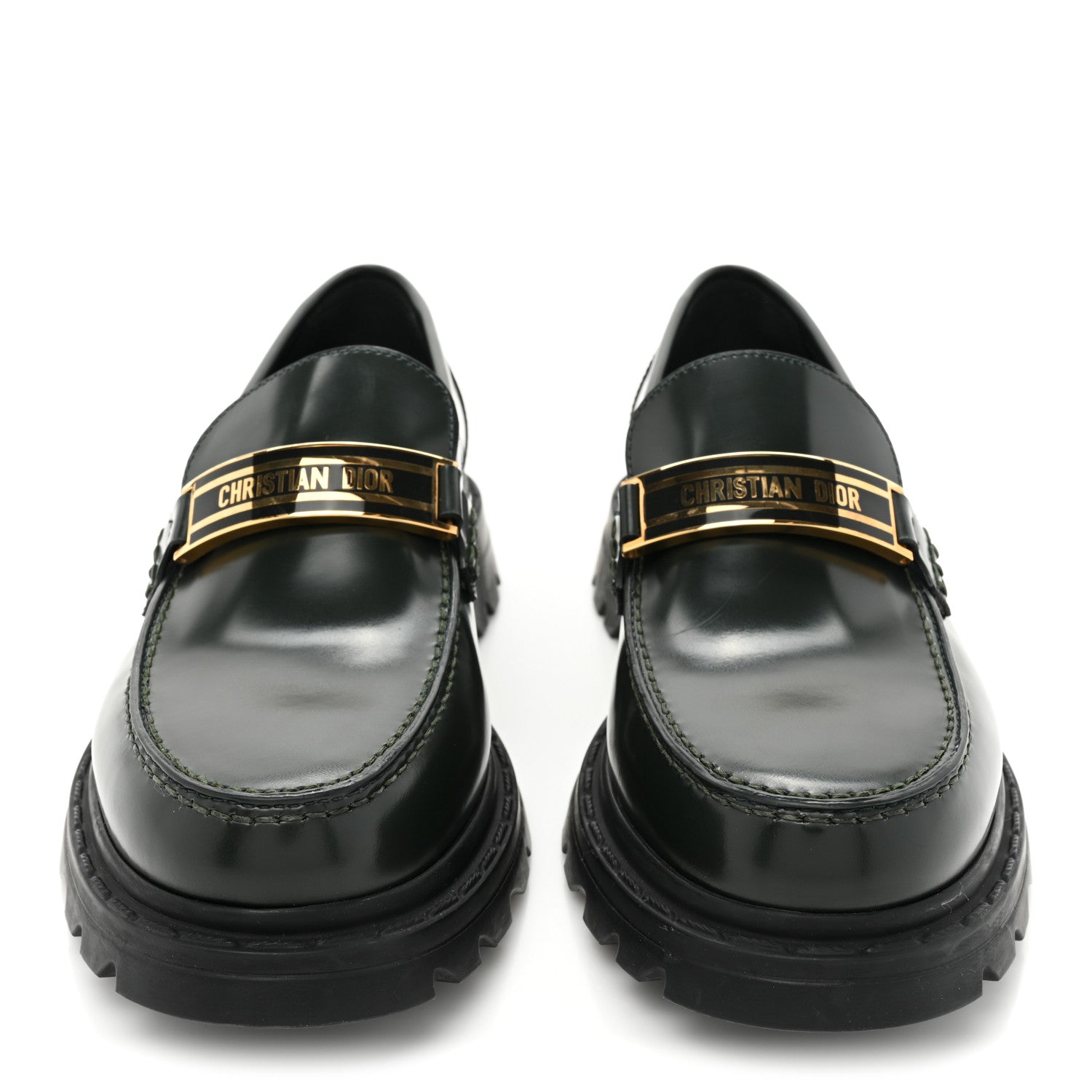 Christian Dior Brushed Calfskin Dior Code Lug Sole 15mm Loafers 38 Green 2 of 13