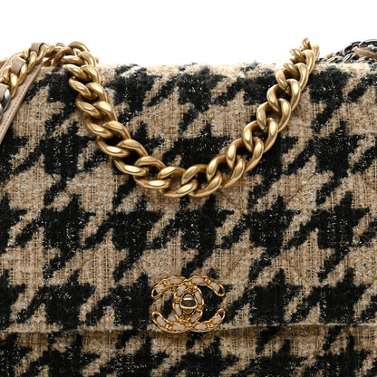 Chanel Tweed Maxi Chanel 19 Flap Black Beige 8 of 10