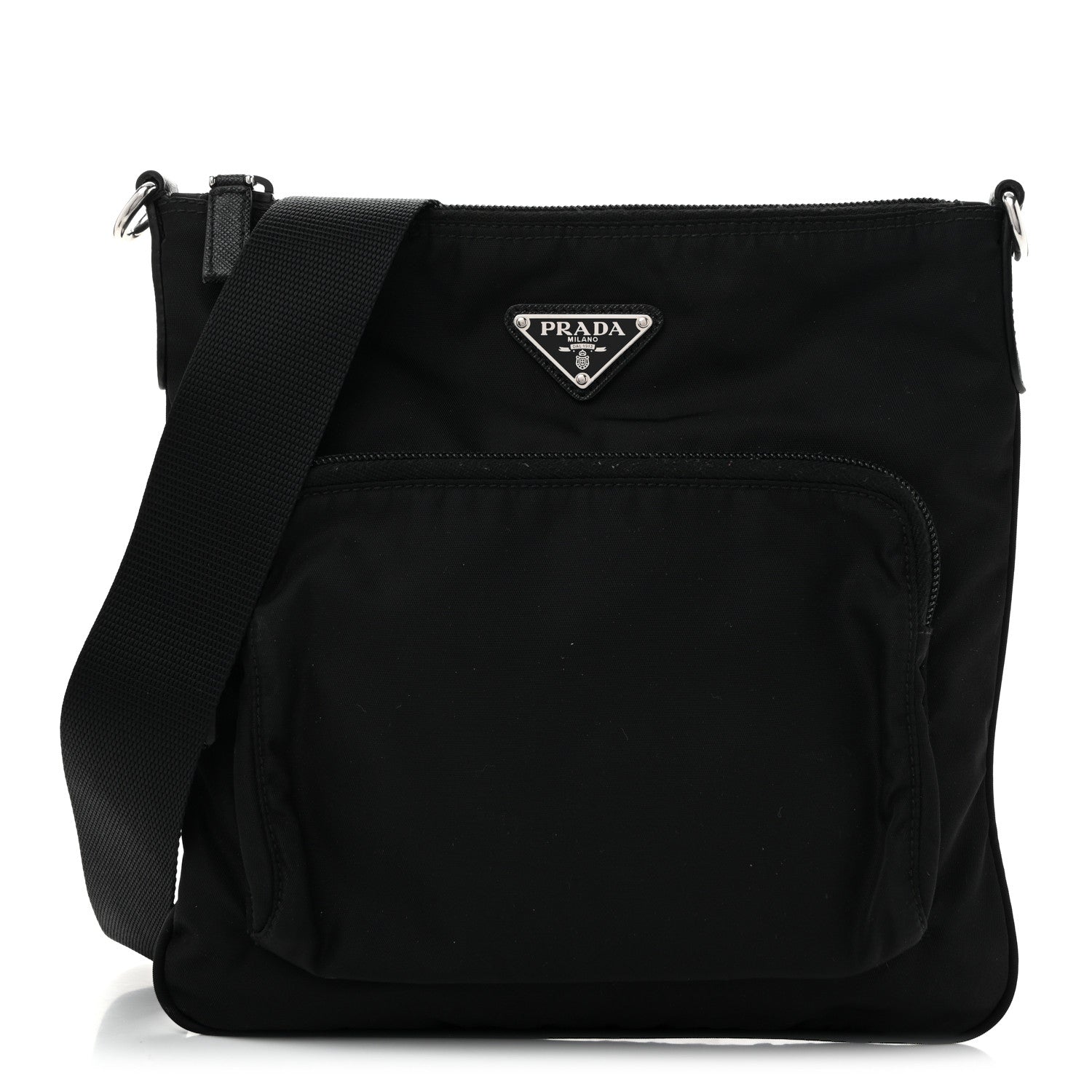 Prada Tessuto Nylon Saffiano Flat Messenger Bag Black 1 of 13