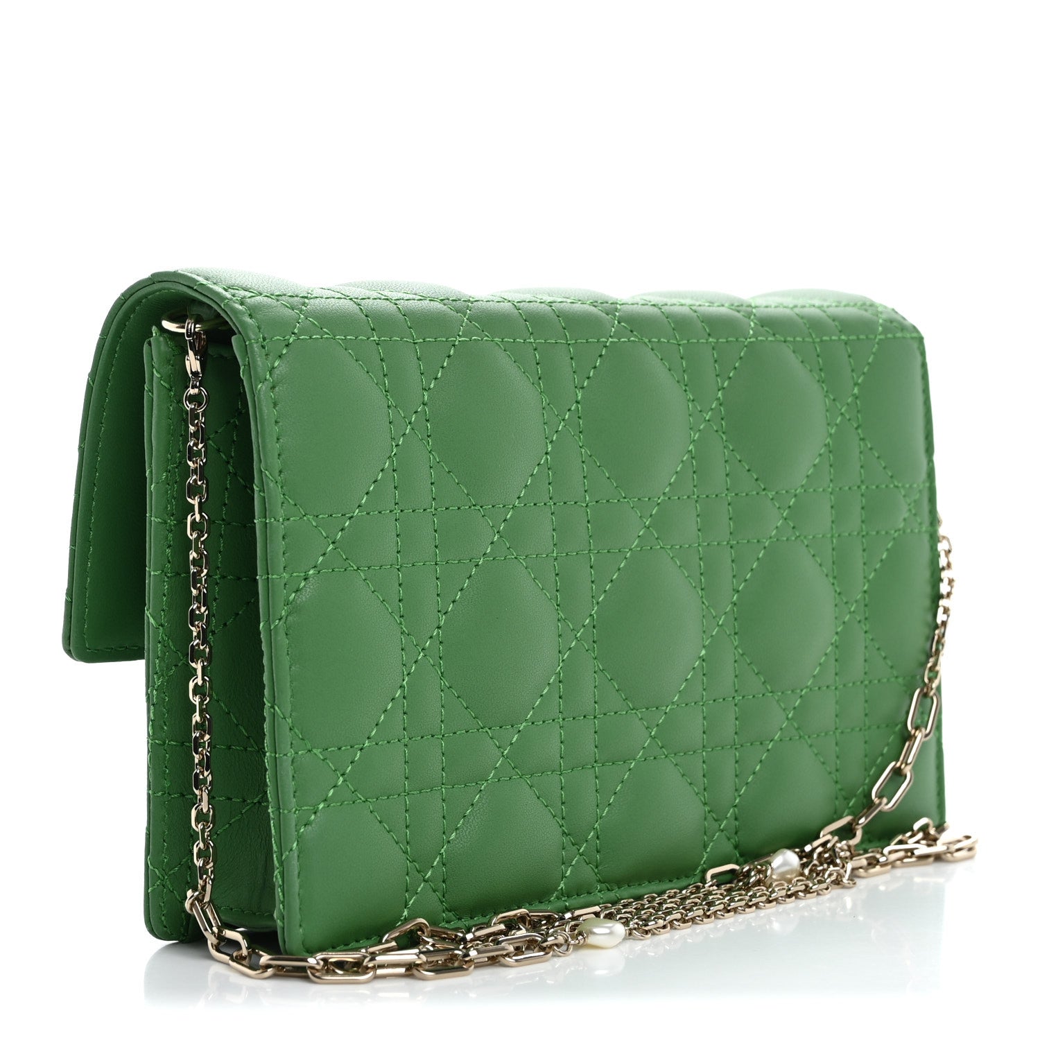 Christian Dior Lambskin Cannage My Dior Daily Chain Pouch Jade