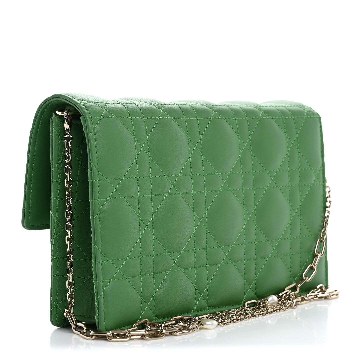 Lambskin Cannage My Dior Daily Chain Pouch Jade Green