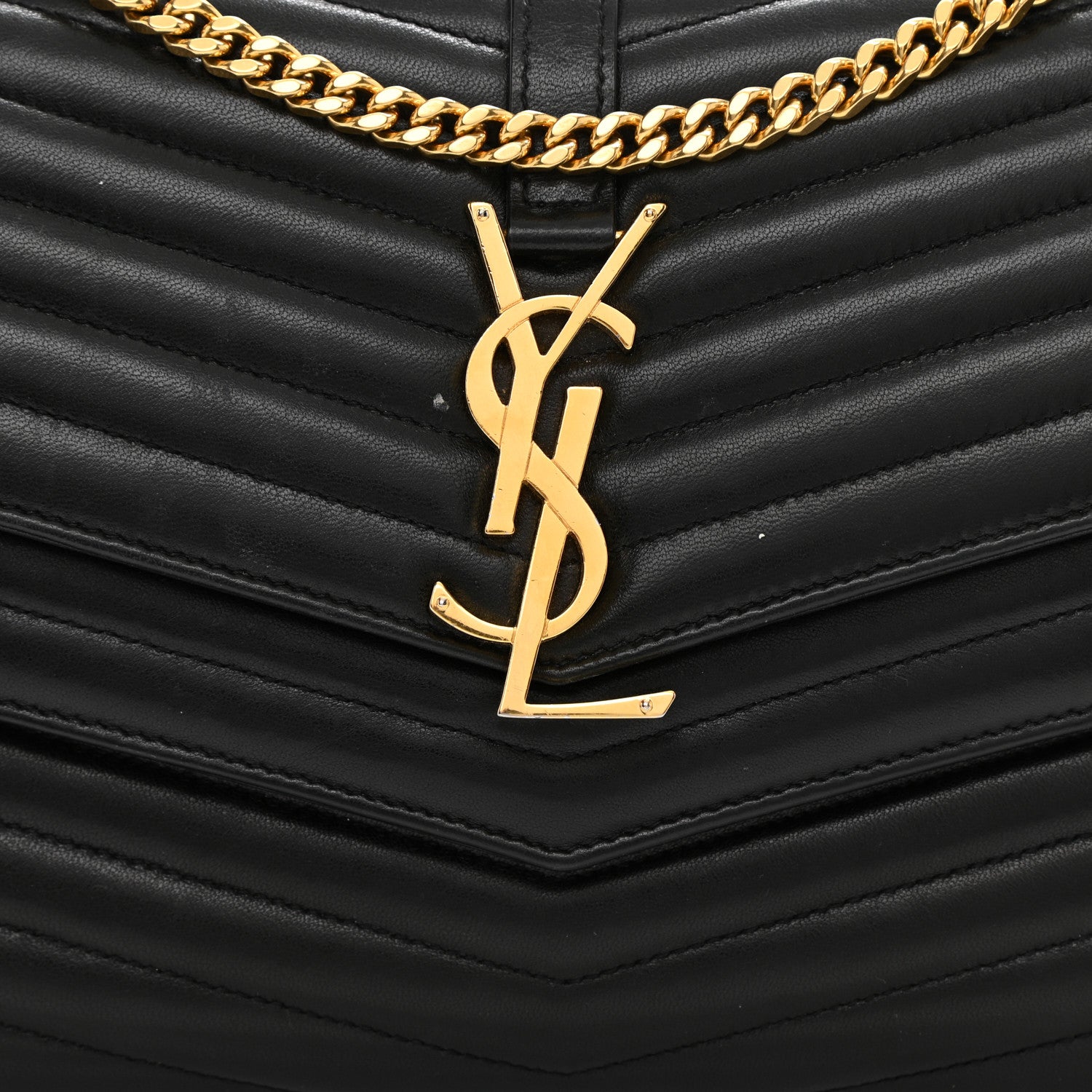 Saint Laurent Lambskin Matelasse Chevron Monogram Sulpice Chain Wallet Black 17 of 26