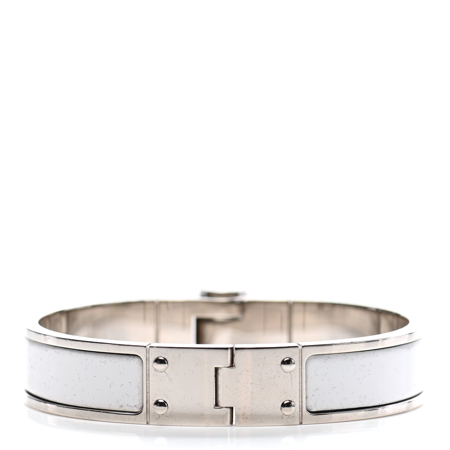 Hermes Enamel Charniere Uni Narrow Hinged Bracelet S White 3 of 4