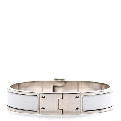 Hermes Enamel Charniere Uni Narrow Hinged Bracelet S White 3 of 4