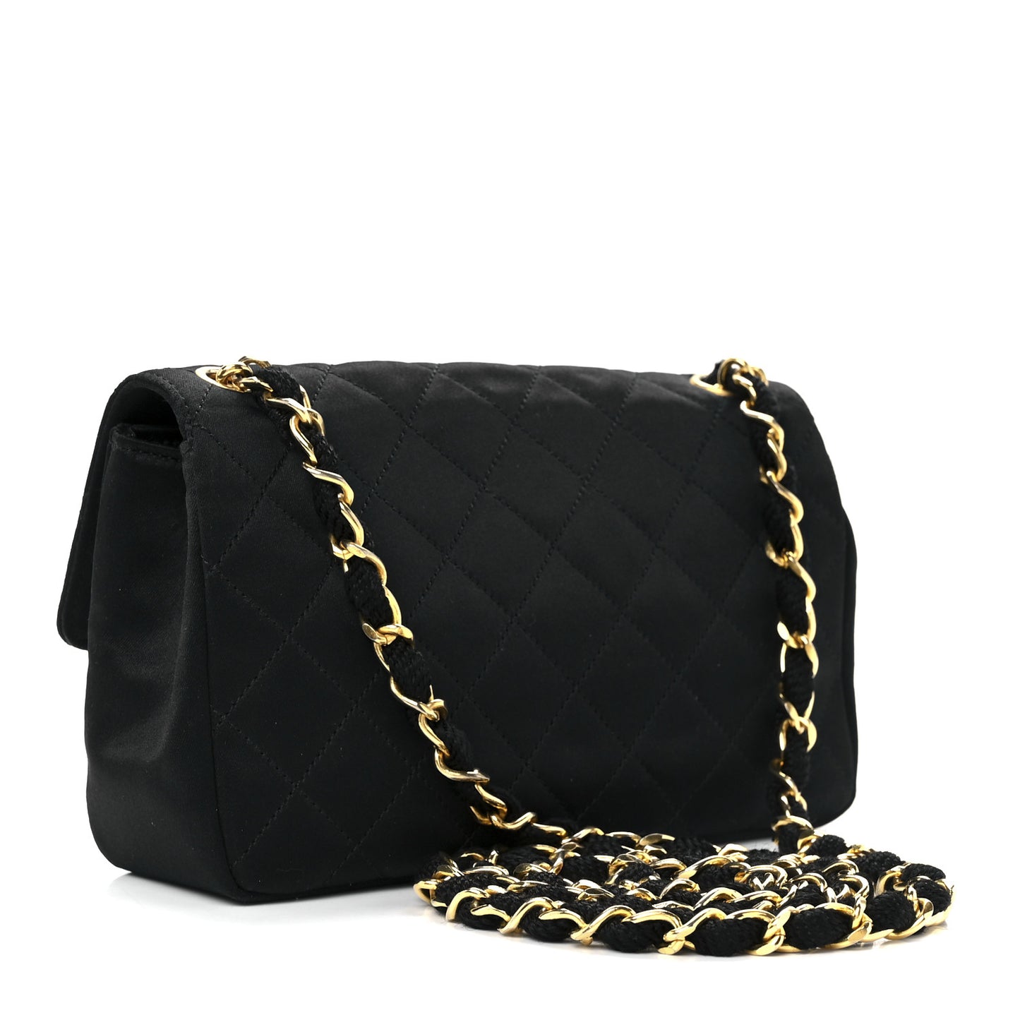 Satin Quilted Flap Black