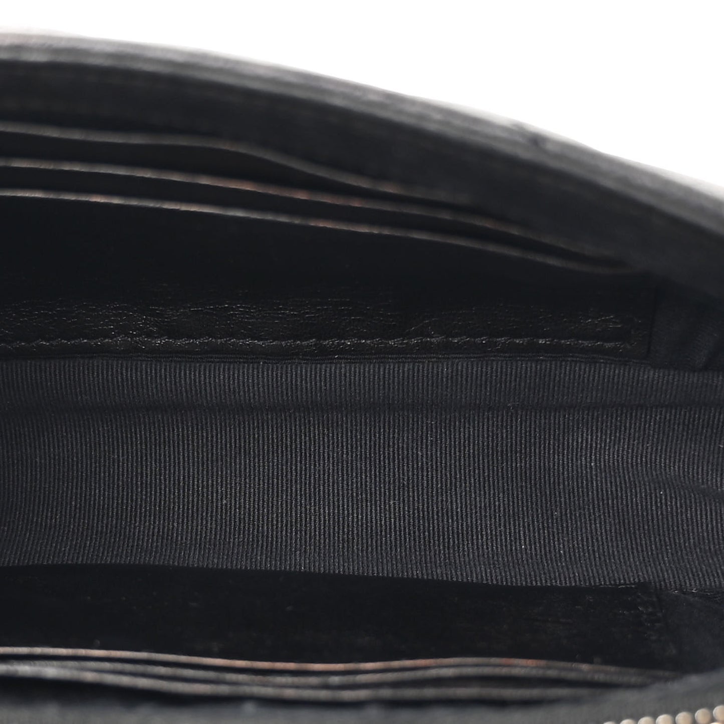 Sheepskin Matelasse Chevron Monogram College Chain Wallet Black