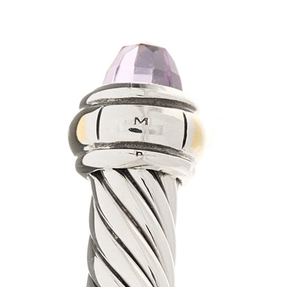 David Yurman Sterling Silver 18K Yellow Gold Amethyst 4mm Cable Classics Bracelet 3 of 4