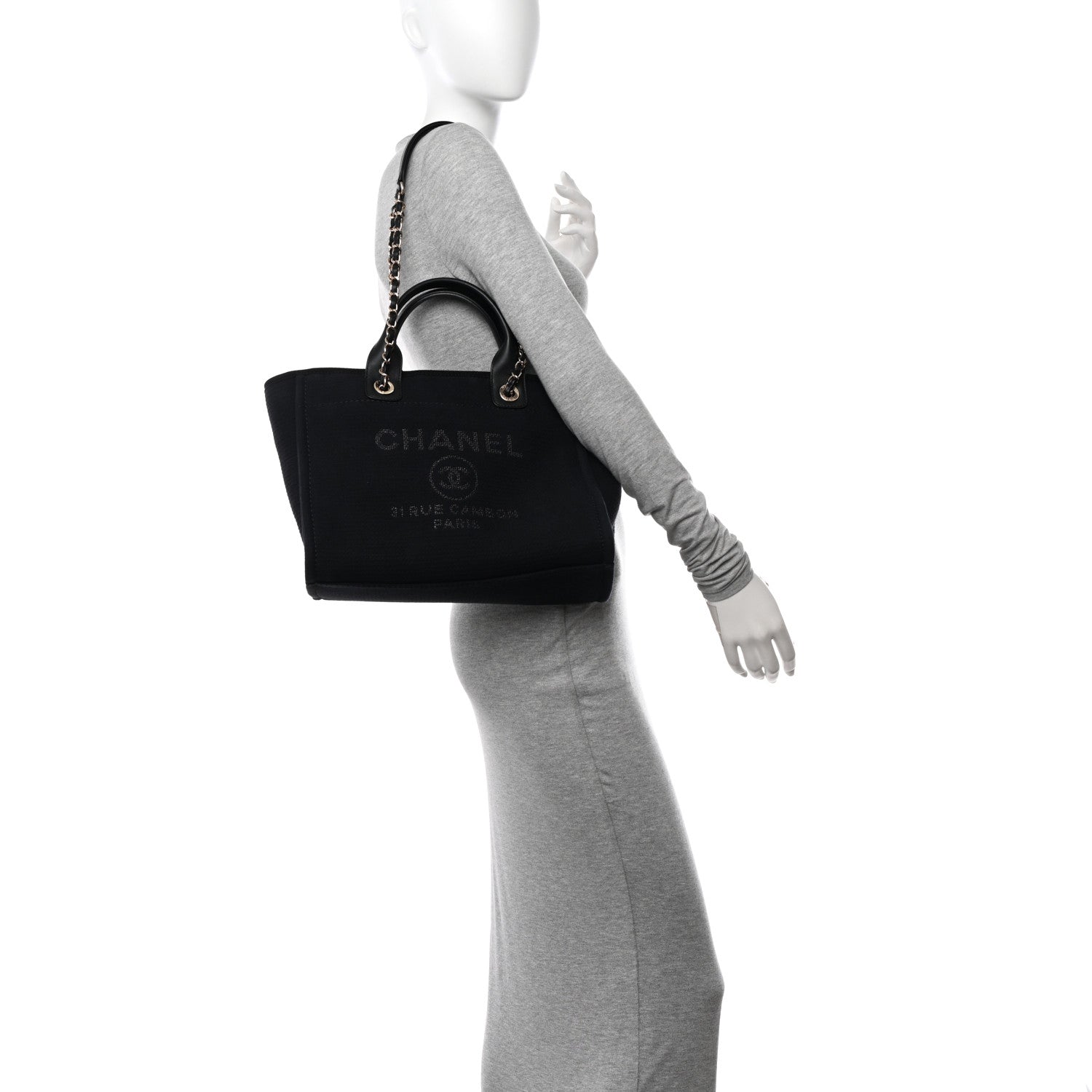 Chanel Mixed Fibers Small Deauville Tote Black 2 of 10