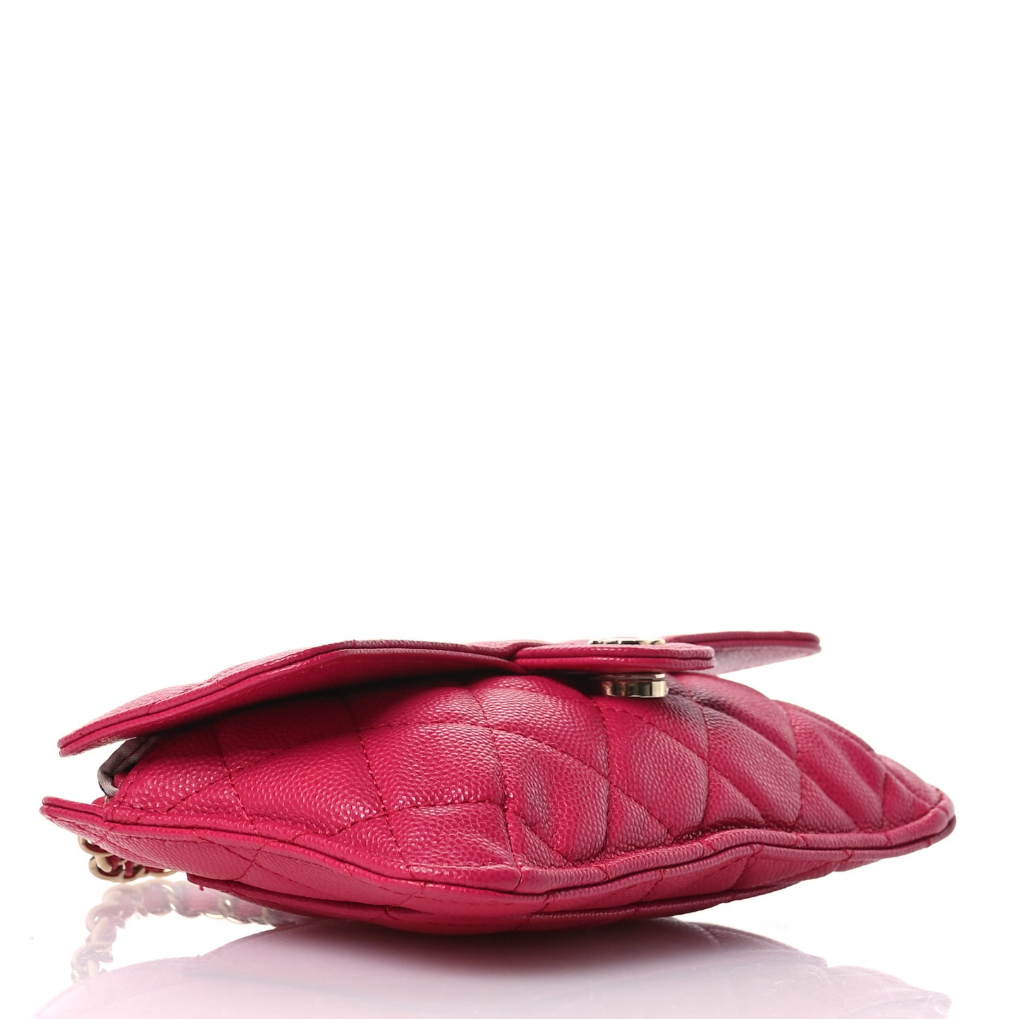 Caviar Fabric Quilted Foldable Tote With Chain Pink Multicolor