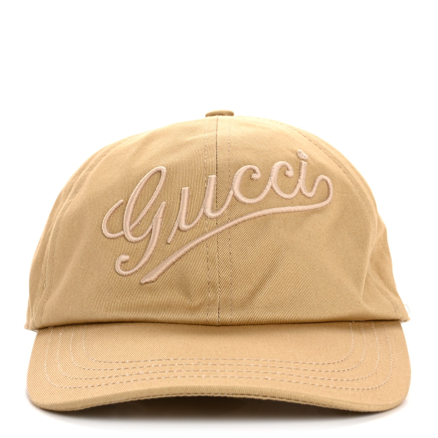 Gucci Cotton Logo Script Baseball Hat L Camel 3 of 13