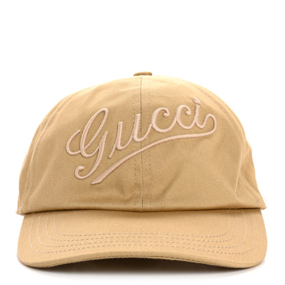 Gucci Cotton Logo Script Baseball Hat L Camel 3 of 13
