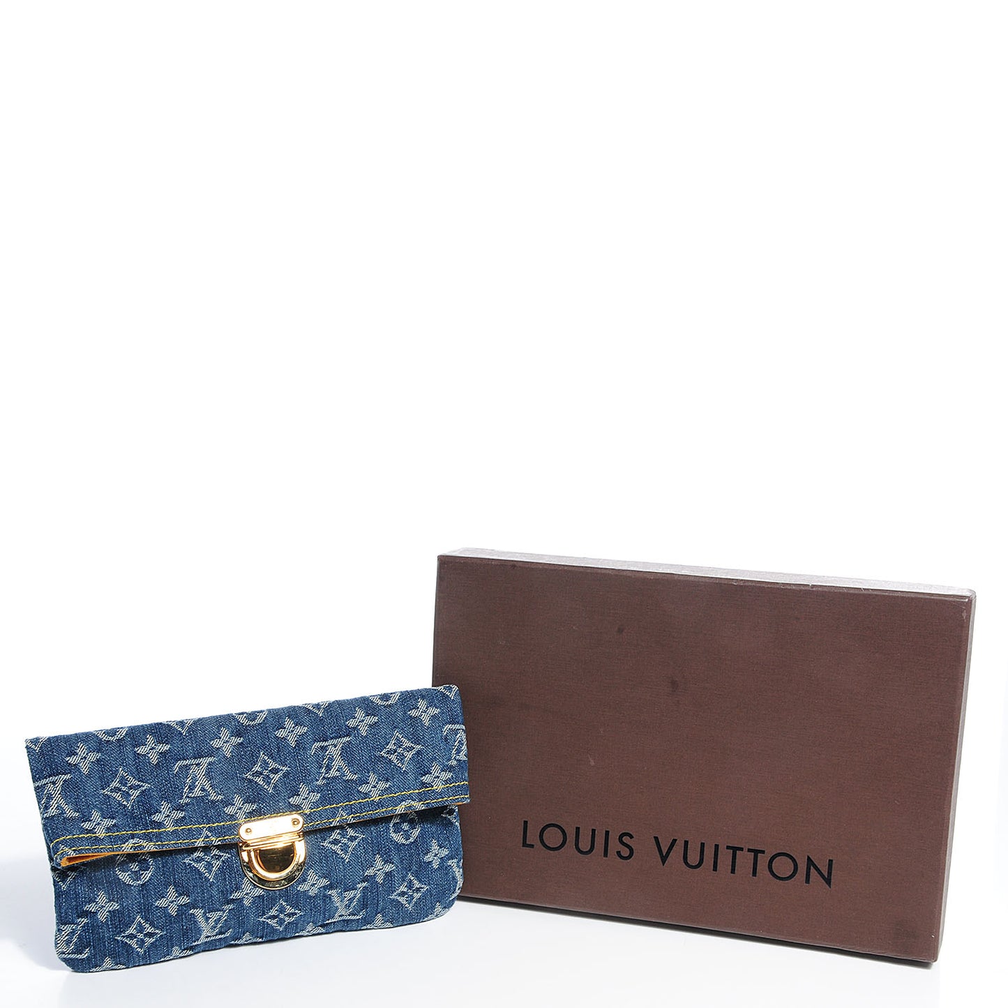 Monogram Denim Pochette Plat Clutch Blue
