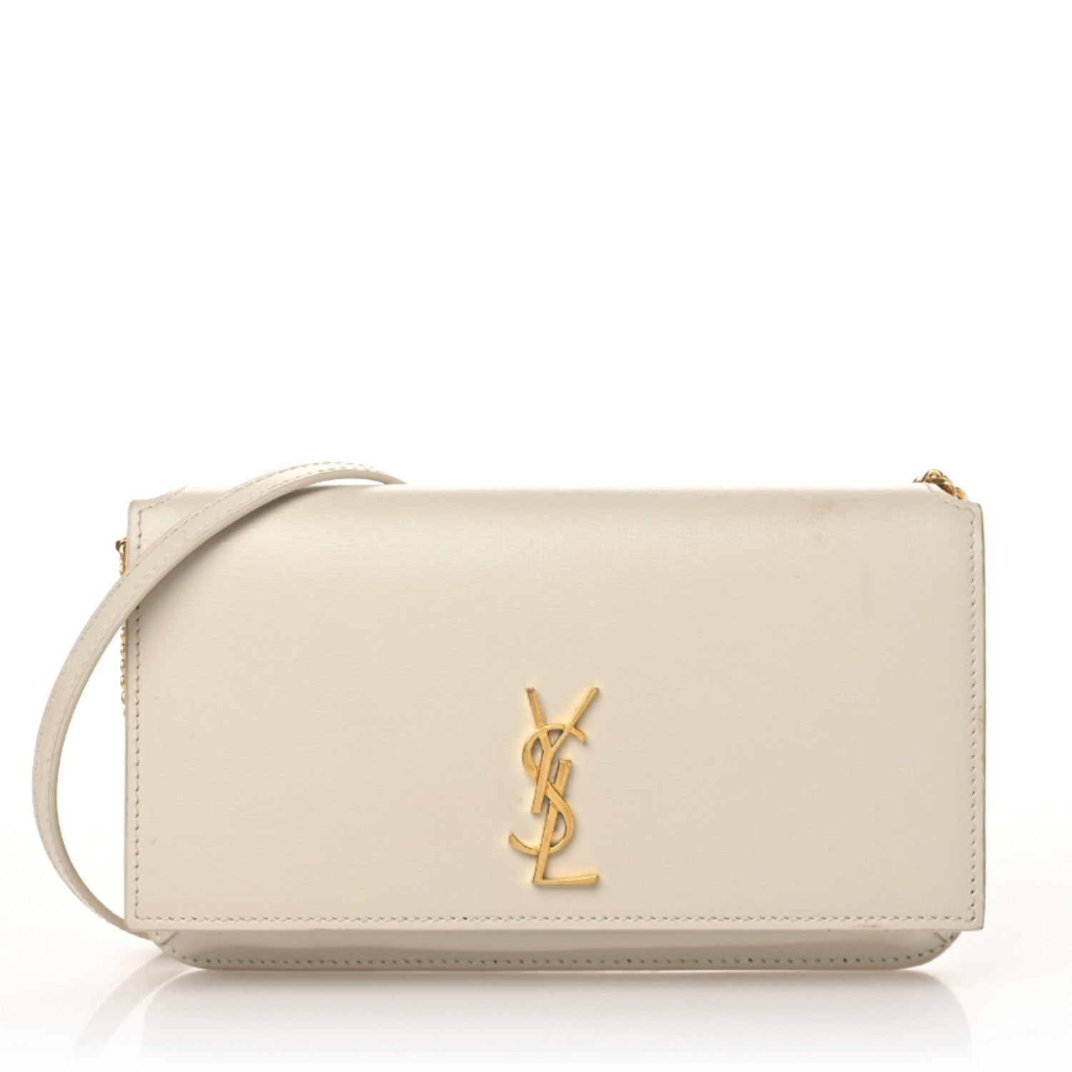 Saint Laurent Smooth Calfskin Monogram Phone Holder Crossbody Crema Soft 1 of 9