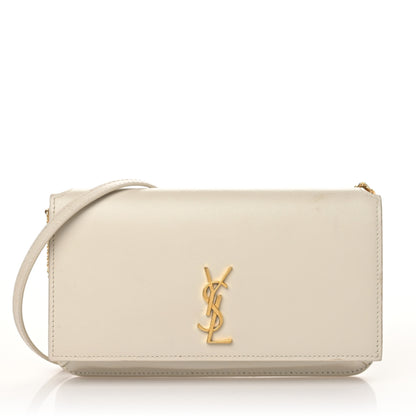 Saint Laurent Smooth Calfskin Monogram Phone Holder Crossbody Crema Soft 1 of 9