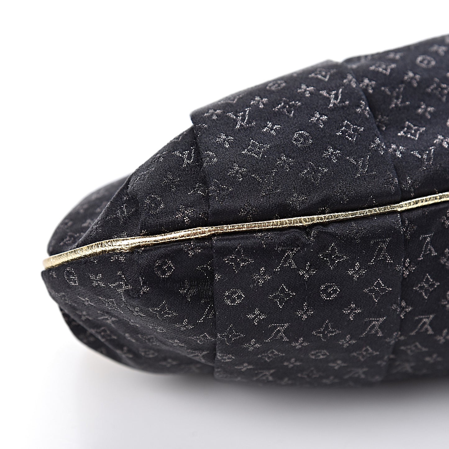 Satin Monogram Aumoniere Clutch Black