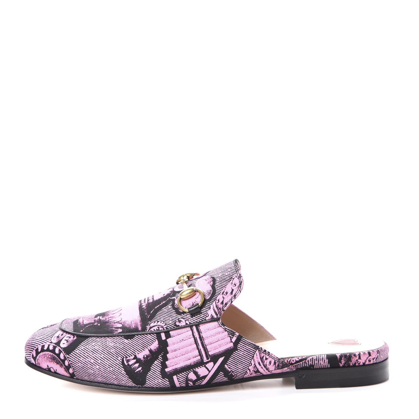 Silk Satin GG Wallpaper Saint Romain Womens Princetown Slippers 36.5 Pink Black