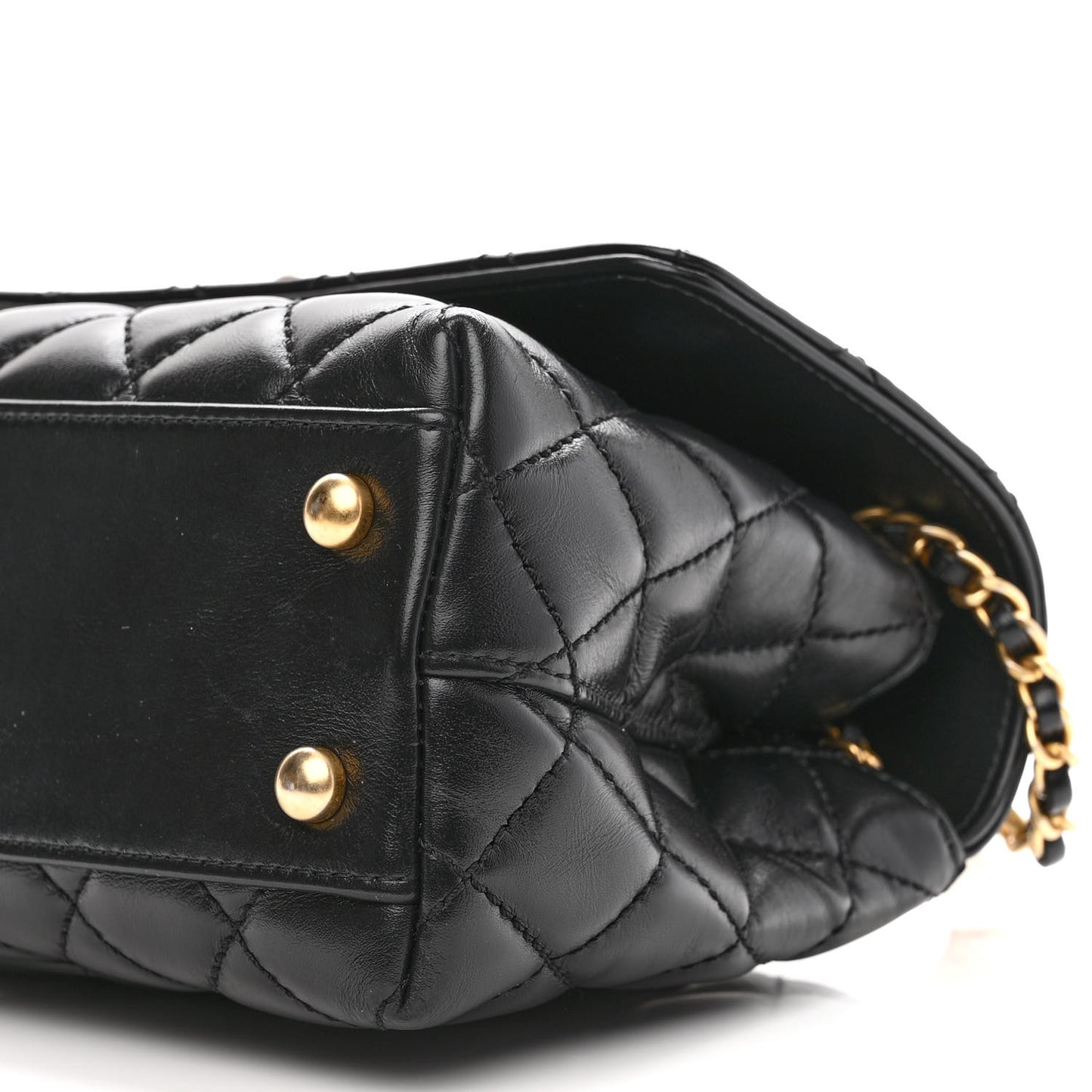 Calfskin Quilted Mini Logo Coco Handle Flap Black