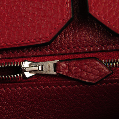 Hermes Taurillon Clemence Birkin 35 Rouge H 7 of 19