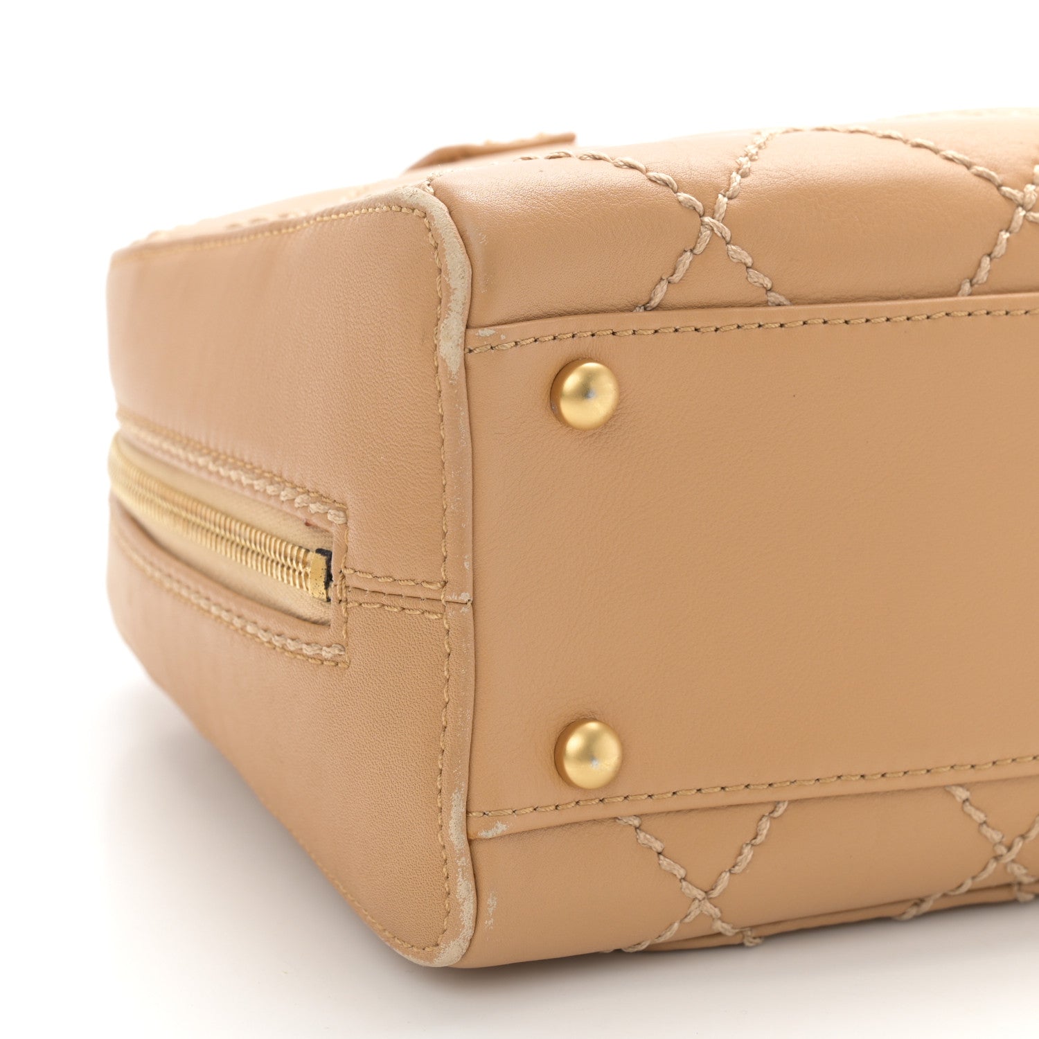 Chanel Calfskin Wild Stitch Top Handle Bag Beige 11 of 20