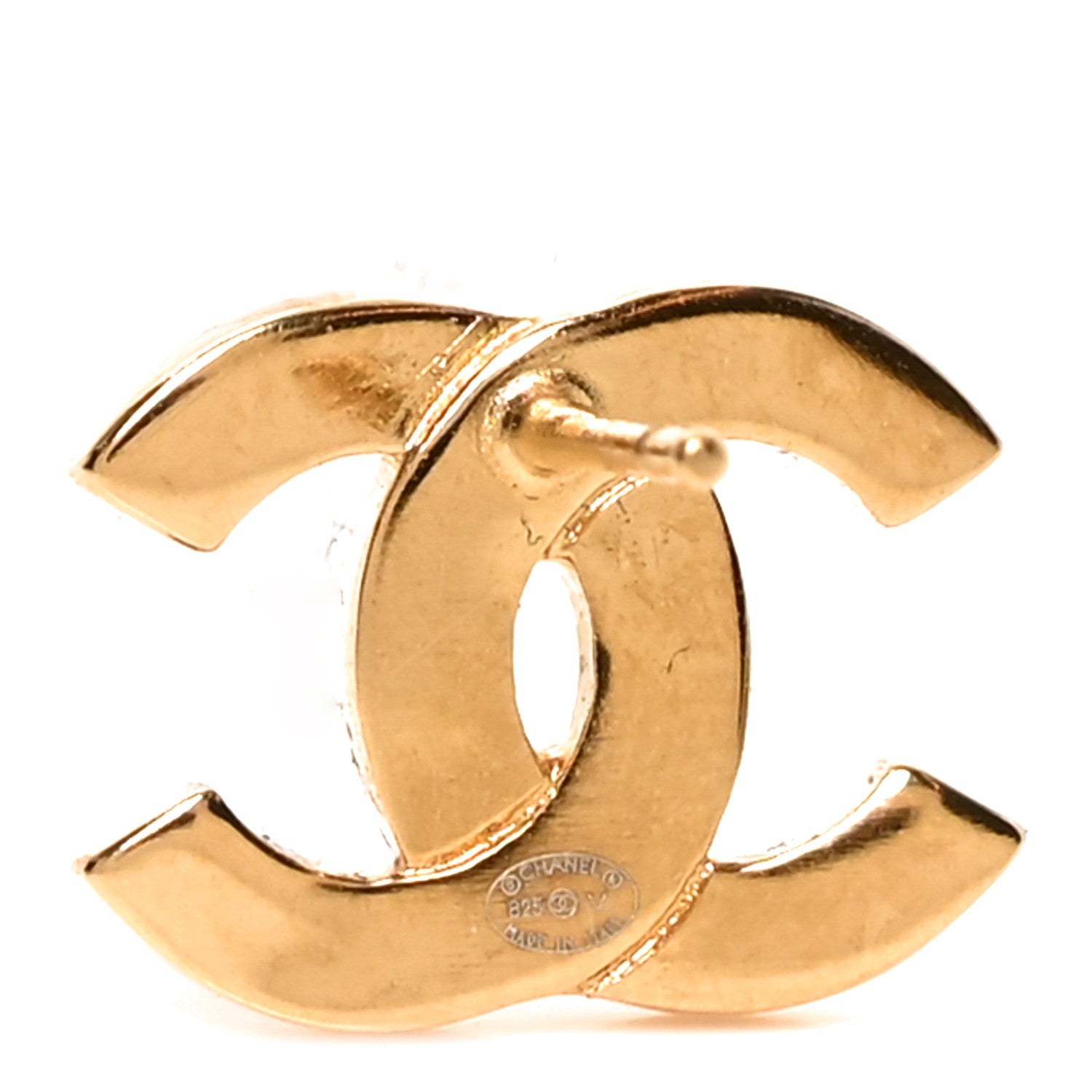 Chanel Metal CC Paris Button Stud Earrings Gold 4 of 5