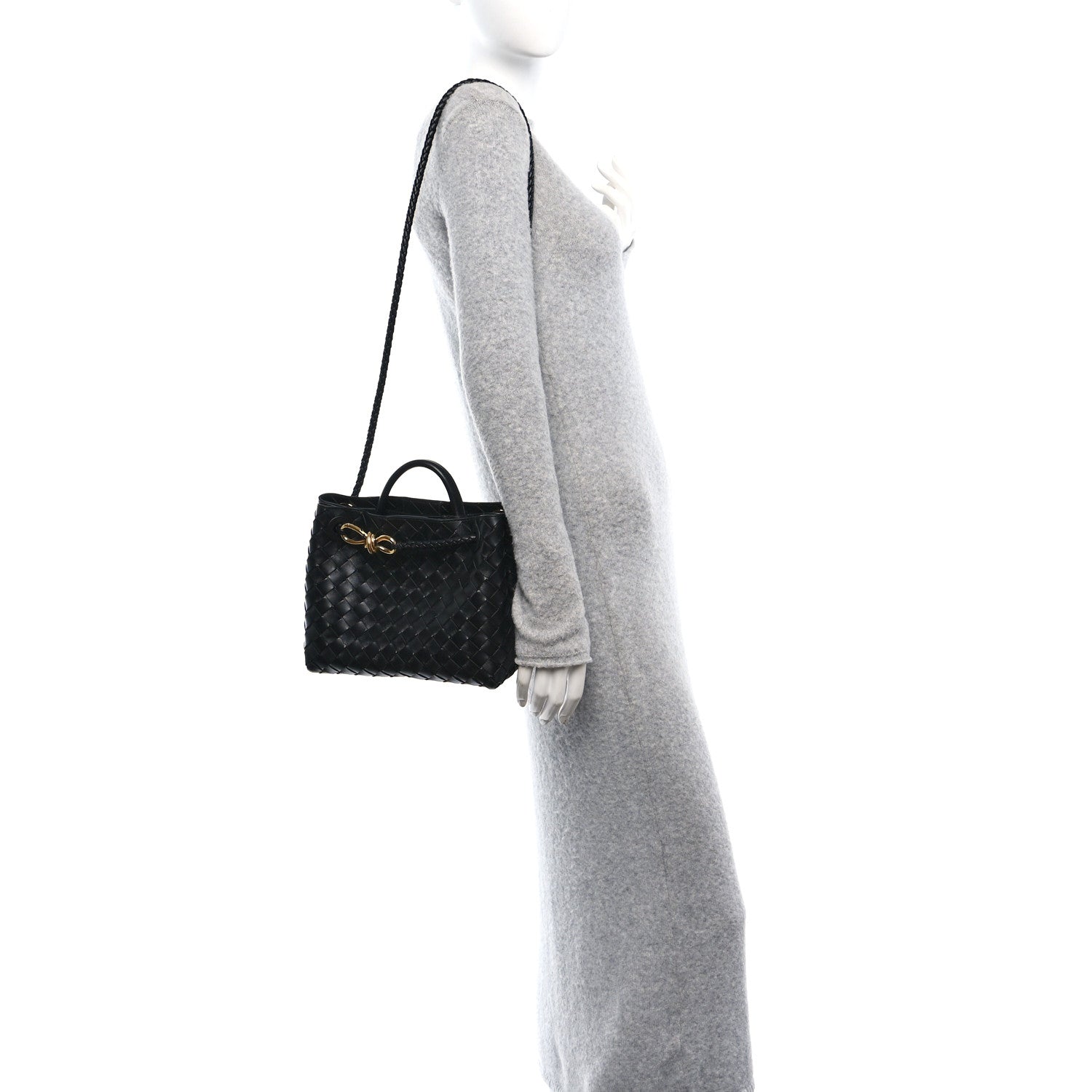Bottega Veneta Nappa Intrecciato Small Andiamo Shoulder Bag Black 2 of 9