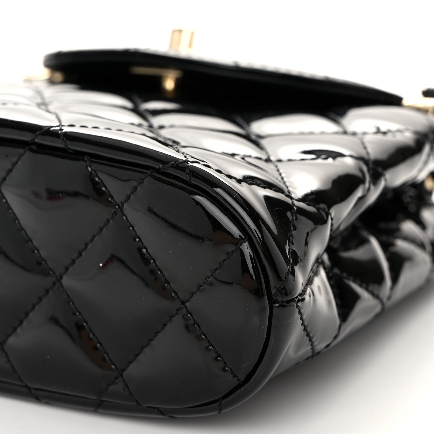 Chanel Patent Quilted Shiny Coco Small Flap Hobo Black 10 of 10