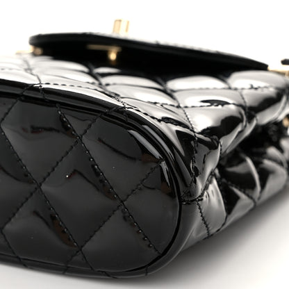Chanel Patent Quilted Shiny Coco Small Flap Hobo Black 10 of 10