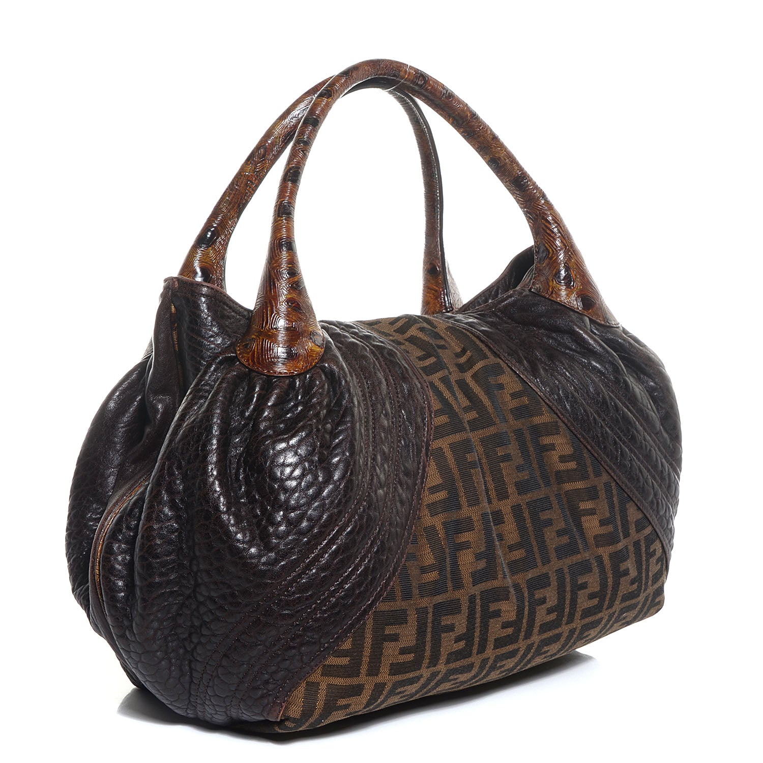 Fendi Zucca Nappa Nuvolata Vitello Tortuga Spy Tobacco Moro 3 of 9