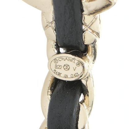 Chanel Lambskin CC Turnlock Chain Hoop Earrings Gold Black 4 of 5