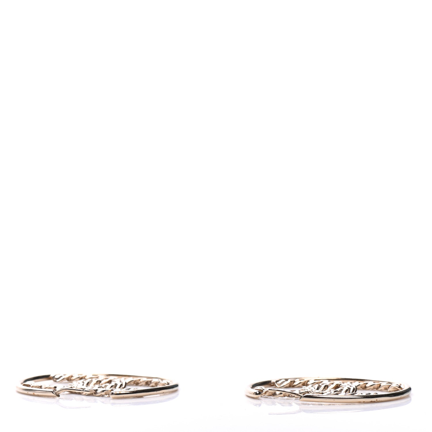 Chanel Crystal High Society CC Hoop Earrings Gold 3 of 8